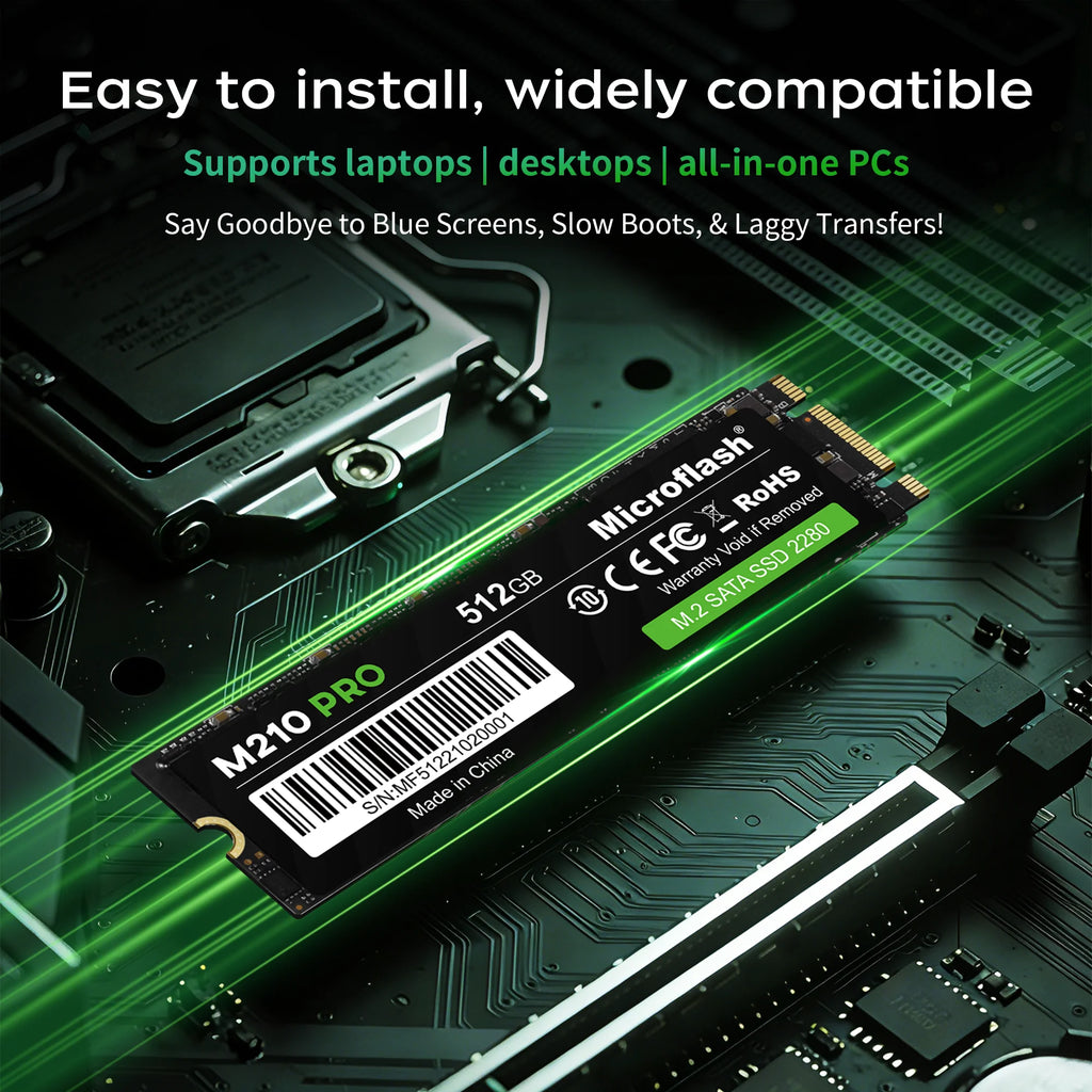 Microflash M210 PRO M.2 SATA III SSD Up to 550MB/s