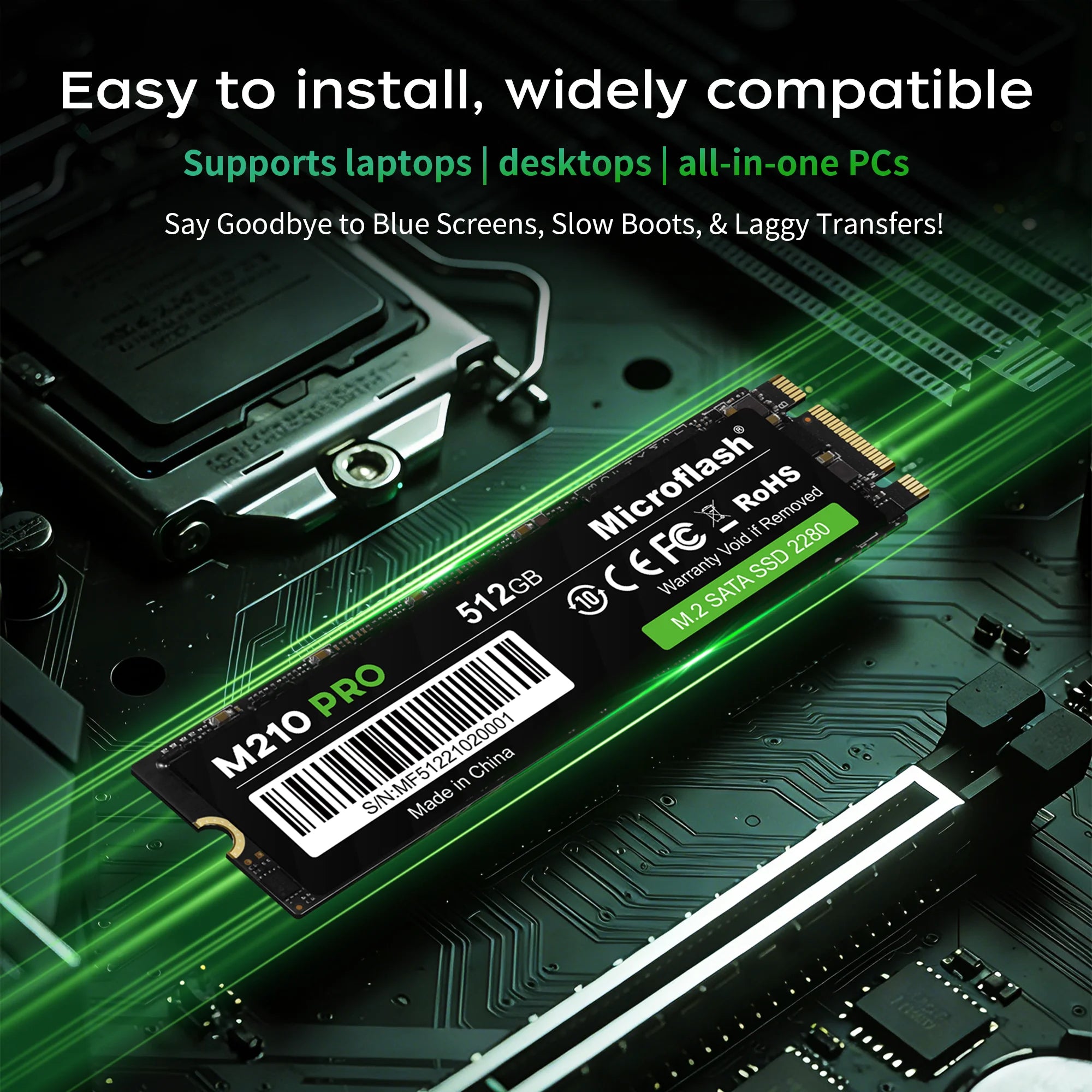 Microflash M210 PRO M.2 SATA III SSD Up to 550MB/s