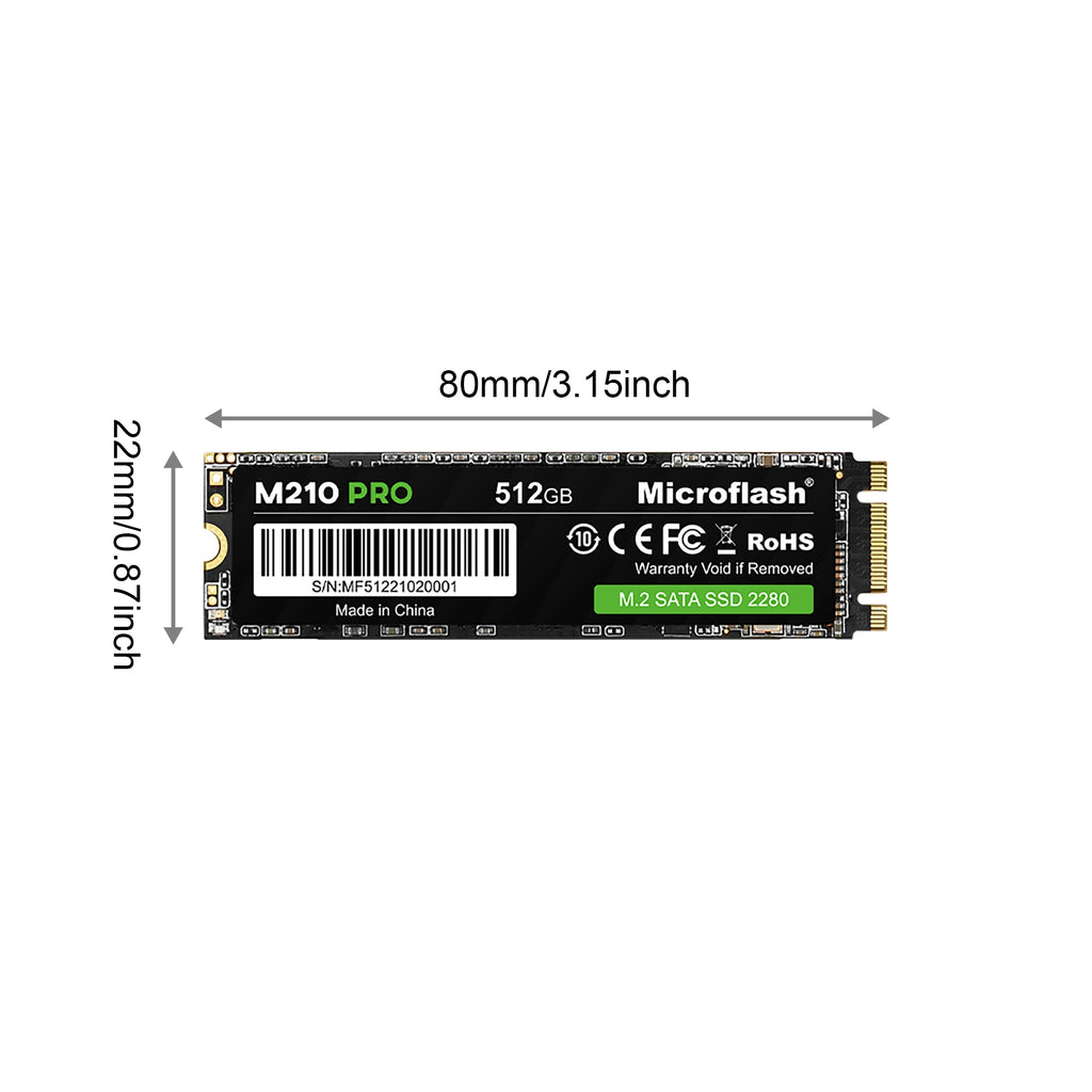 Microflash M210 PRO M.2 SATA III SSD Up to 550MB/s