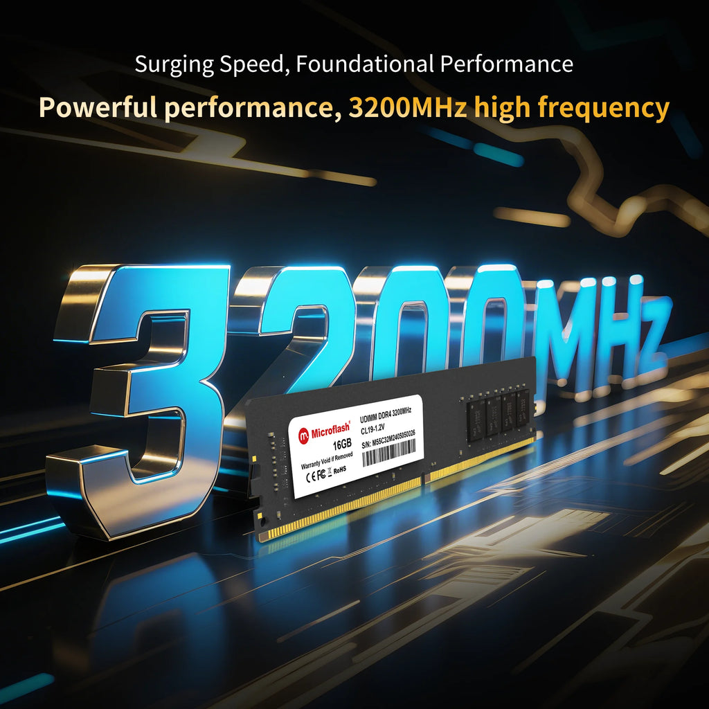 Microflash DDR4 3200MHz UDIMM desktop RAM, 8GB to 32GB (product gallery image 5)